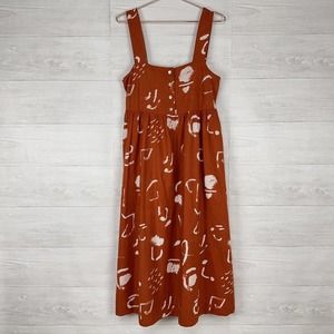 Madewell x Caroline Z Hurley Tank Midi Dress Medium Rustic Red Linen Blend